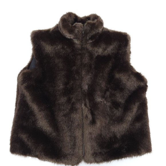 Jackets & Blazers - Faux Fur Vest Brown Zipper Front S / M Outerwear Lined Boho Cejon Accessories